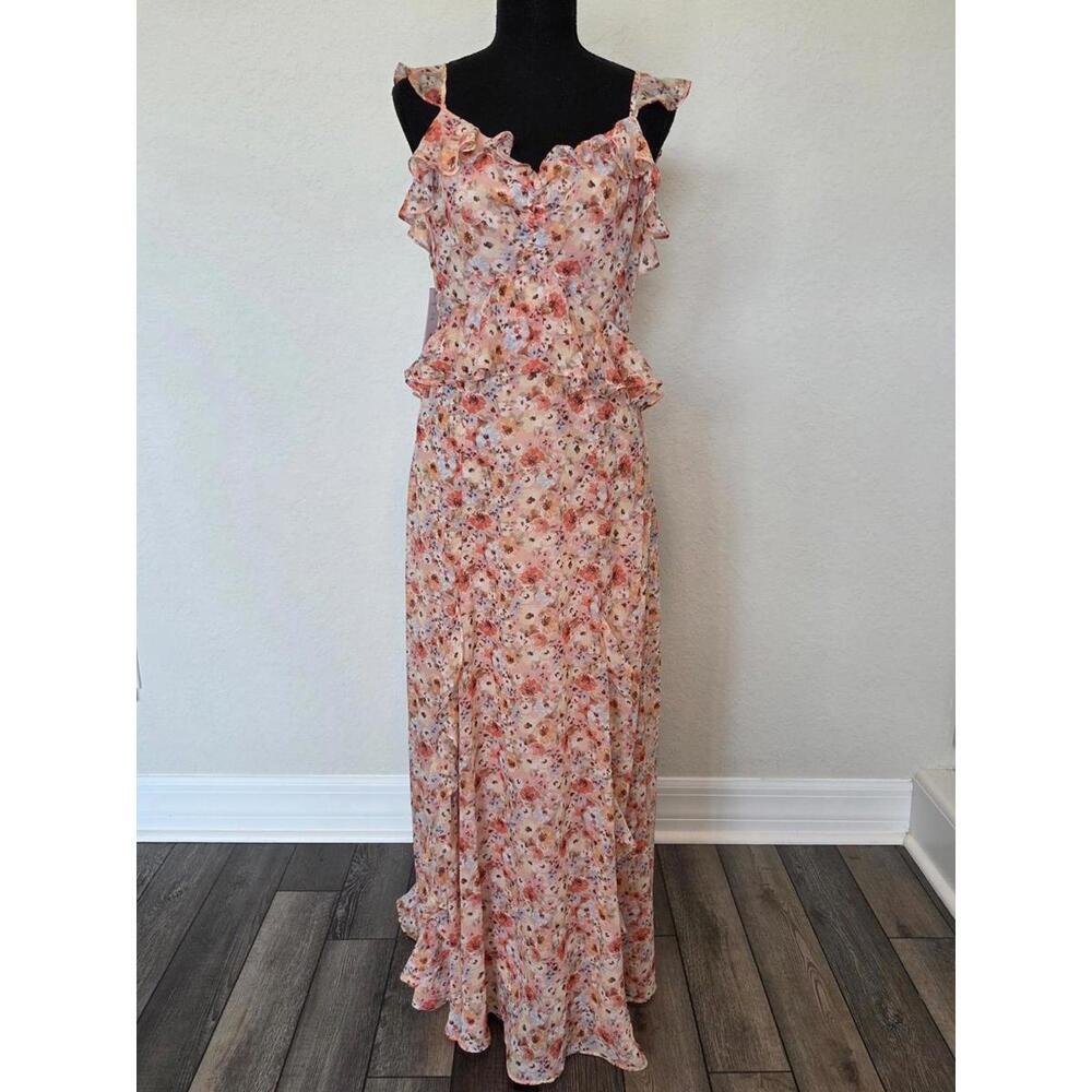 AQUA Floral Ruffle Trim Maxi Dress - NWT (New)‎ - Picture 8 of 9